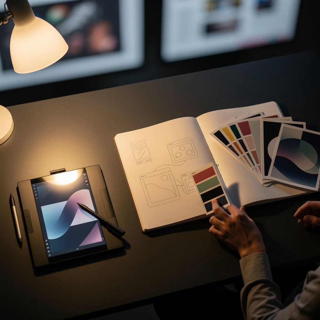 Indisign Studio designer Michaël working on graphic design, motion design, and interaction design projects in Vienna