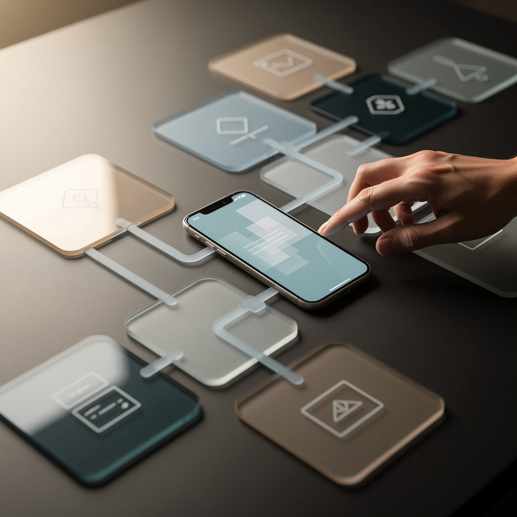 Indisign Studio interaction design showcasing digital interfaces, user flows, and design systems for human-centered experiences